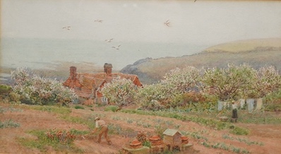 Arthur Foord Hughes (1856-1914), watercolour, ‘Pett, Sussex’, signed, 18 x 31cm. Condition - fair